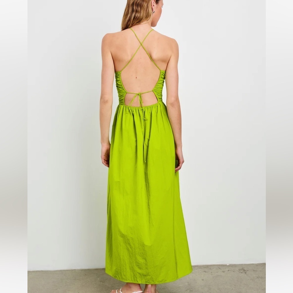 NWT RAILS Silvia Cut Out Maxi Dress Banana Leaf Lime Green - Picture 2 of 6
